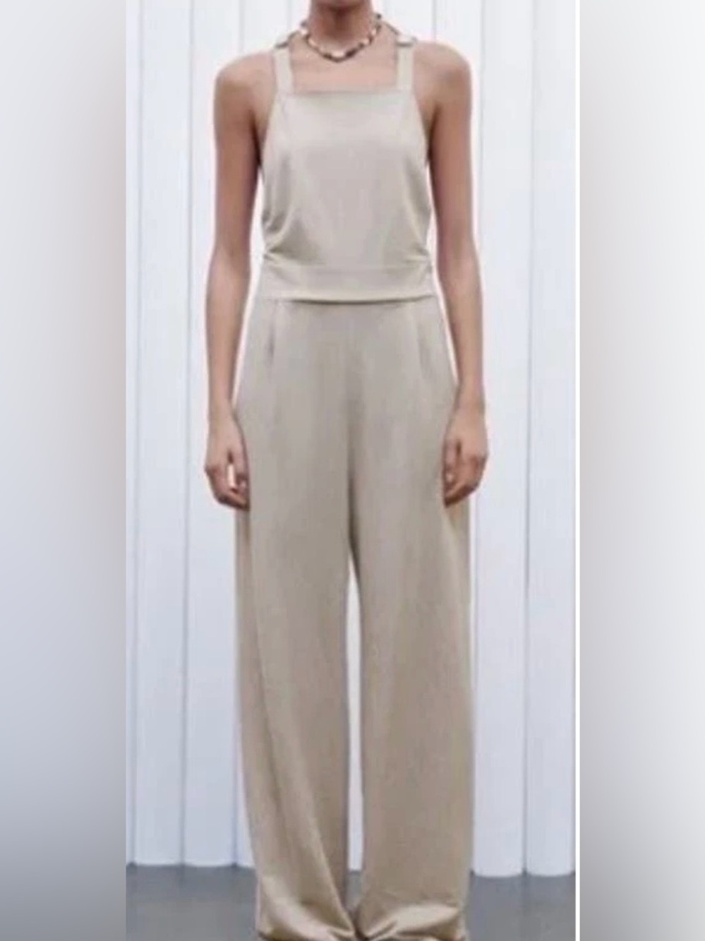Zara Loose Fit Open Back Jumpsuit Overalls Size Small